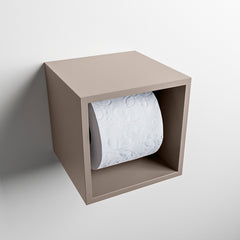 MONDIAZ EASY Toiletrolhouder CUBE 160 solid surface 16x16cm kleur Smoke. Geschikt voor op en inbouw.
