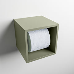 MONDIAZ EASY Toiletrolhouder CUBE 160 solid surface 16x16cm kleur Army. Geschikt voor op en inbouw.