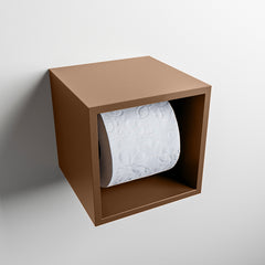 MONDIAZ EASY Toiletrolhouder CUBE 160 solid surface 16x16cm kleur Rust. Geschikt voor op en inbouw.