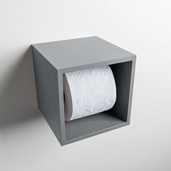 MONDIAZ EASY Toiletrolhouder CUBE 160 solid surface 16x16cm kleur Plata. Geschikt voor op en inbouw.