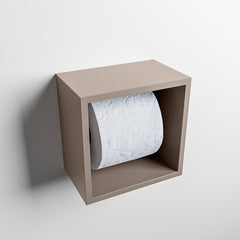MONDIAZ EASY Toiletrolhouder CUBE 160 solid surface 16x16cm kleur Smoke. Geschikt voor op en inbouw.