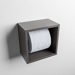 MONDIAZ EASY Toiletrolhouder CUBE 160 solid surface 16x16cm kleur Dark grey. Geschikt voor op en inbouw.