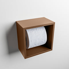 MONDIAZ EASY Toiletrolhouder CUBE 160 solid surface 16x16cm kleur Rust. Geschikt voor op en inbouw.