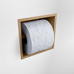 MONDIAZ EASY Toiletrolhouder CUBE 160 solid surface 16x8,6cm kleur Oro. Geschikt voor op en inbouw.