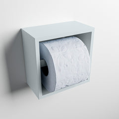 MONDIAZ EASY Toiletrolhouder CUBE 160 solid surface 16x8,6cm kleur Clay. Geschikt voor op en inbouw.