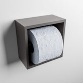 MONDIAZ EASY Toiletrolhouder CUBE 160 solid surface 16x8,6cm kleur Dark grey. Geschikt voor op en inbouw.