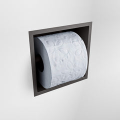 MONDIAZ EASY Toiletrolhouder CUBE 160 solid surface 16x8,6cm kleur Dark grey. Geschikt voor op en inbouw.