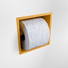 MONDIAZ EASY Toiletrolhouder CUBE 160 solid surface 16x8,6cm kleur Ocher. Geschikt voor op en inbouw.
