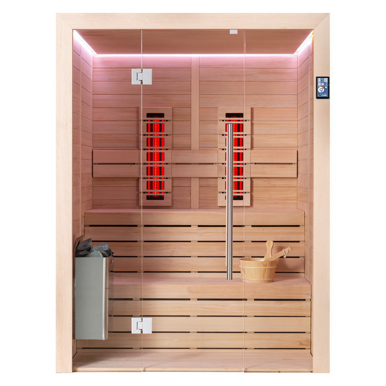 Hemlock infraroodcabine voor een infrarood sauna thuis, met zachte stralingswarmte