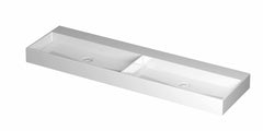 Ink United wastafel - porselein dubbel zonder kraangat incl. porseleinen click plug en verborgen overloop systeem - Glans Wit - 140x45 cm - 0206141