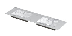 Ink Post Wastafel keramische slab envelop bak dubbel zonder kraangaten - Statuario glans - 160x45x1cm - 0210123