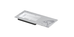 Ink Post Wastafel keramische slab envelop bak links zonder kraangat - Statuario glans - 100x45x1cm - 0210163