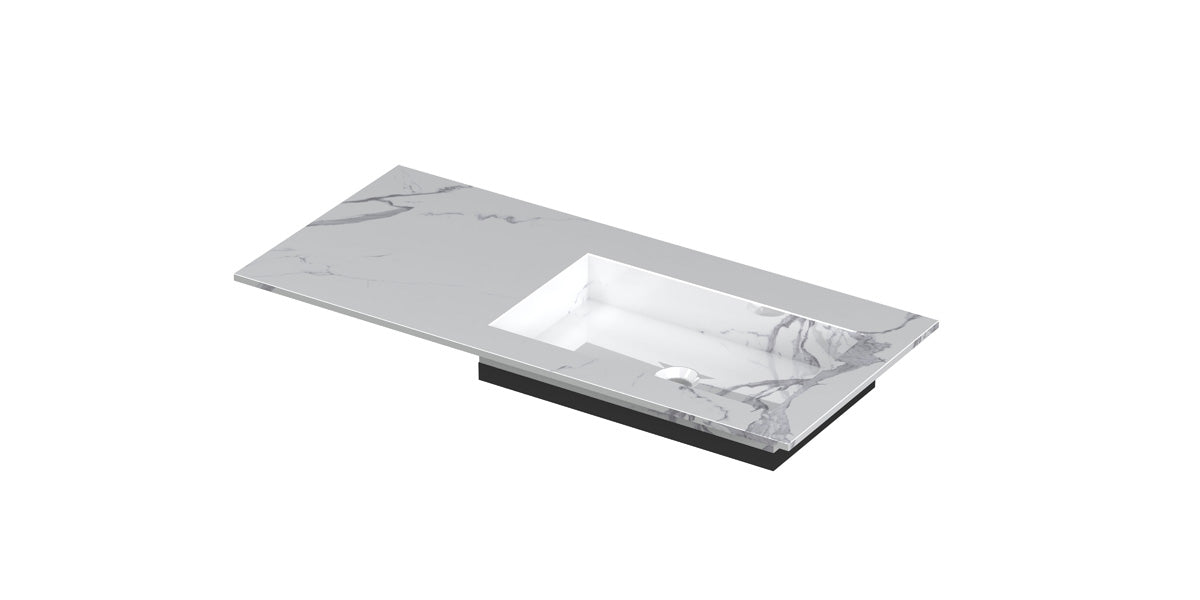 Ink Post Wastafel keramische slab envelop bak rechts zonder kraangat - Statuario glans - 100x45x1cm - 0210183