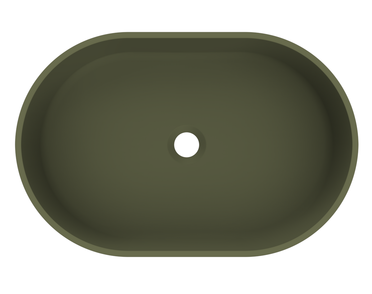 Arcqua Case waskom - 55x36cm - Ovaal - Cast marble Mat groen