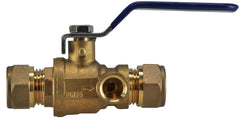 Water ball valve 2x compression+drain 28mm