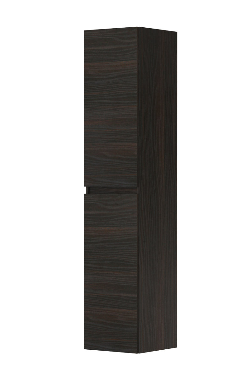 Ink Hoge kast universeel 2 deuren greeploos houten keerlijst en 4 glazen planchettes - Intens eiken - 35x37x169cm - 1257405