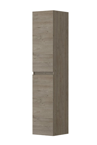 Ink Hoge kast universeel 2 deuren greeploos houten keerlijst en 4 glazen planchettes - Greige eiken - 35x37x169cm - 1257409