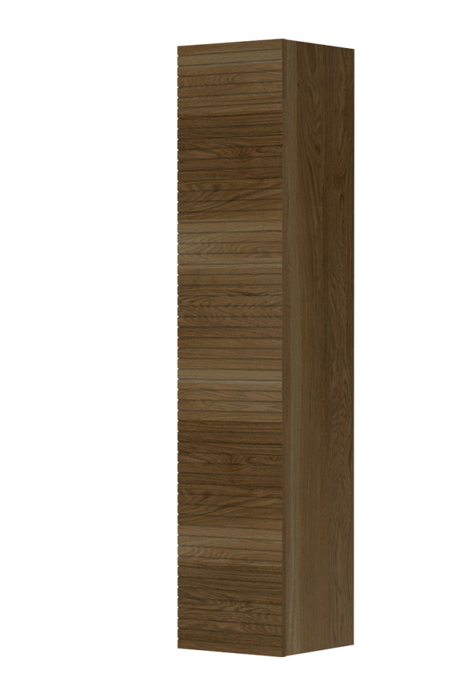 Ink Hoge kast Hoge kast 1 deur greeploos horizontaal gefreesd massief eiken - Massief eiken ash grey - 36x37x169cm - 1259571