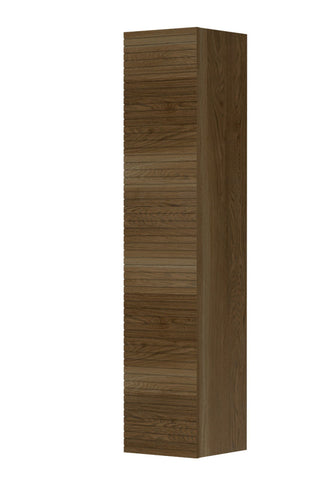Ink Hoge kast Hoge kast 1 deur greeploos horizontaal gefreesd massief eiken - Massief eiken ash grey - 36x37x169cm - 1259571
