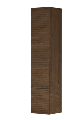 Ink Hoge kast Hoge kast 1 deur greeploos horizontaal gefreesd massief eiken - Massief eiken chocolate - 36x37x169cm - 1259572
