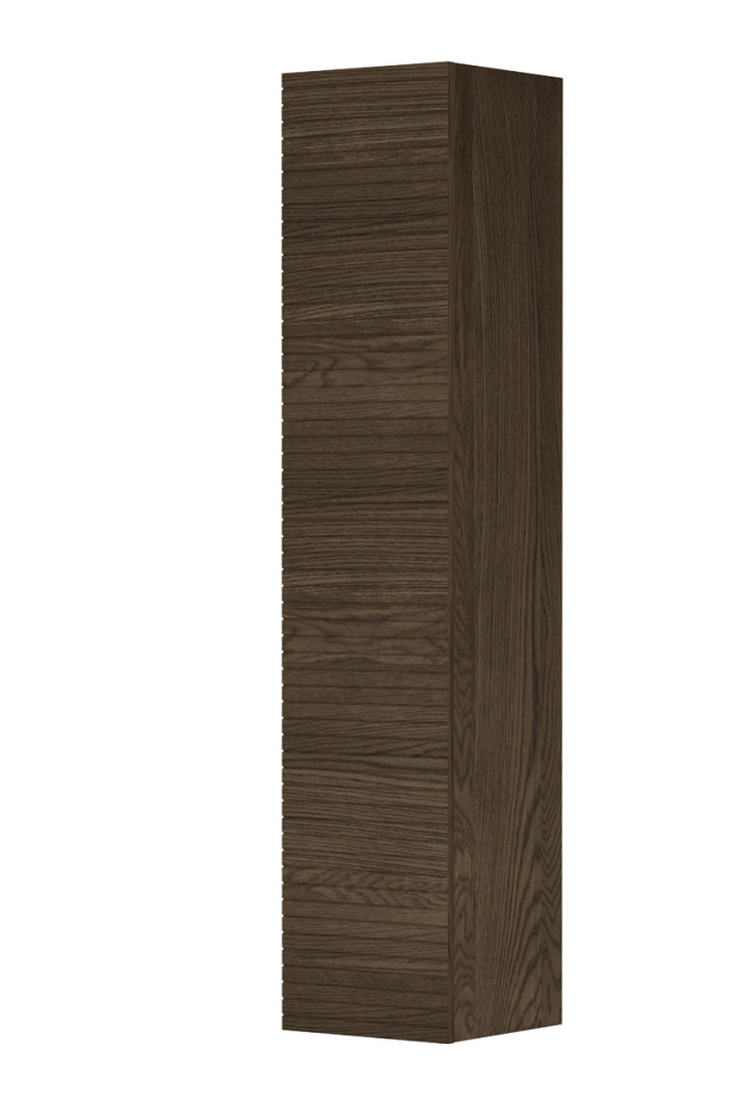 Ink Hoge kast Hoge kast 1 deur greeploos horizontaal gefreesd massief eiken - Massief eiken charcoal - 36x37x169cm - 1259573