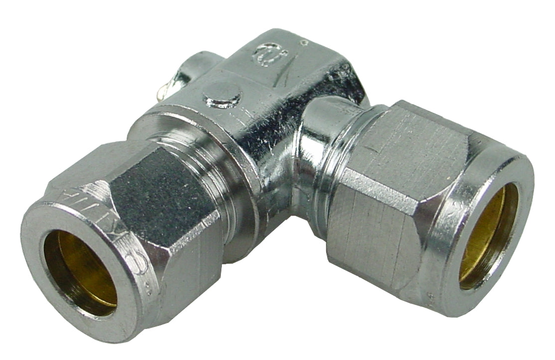 chrome mini ball valve compression angled 15x15