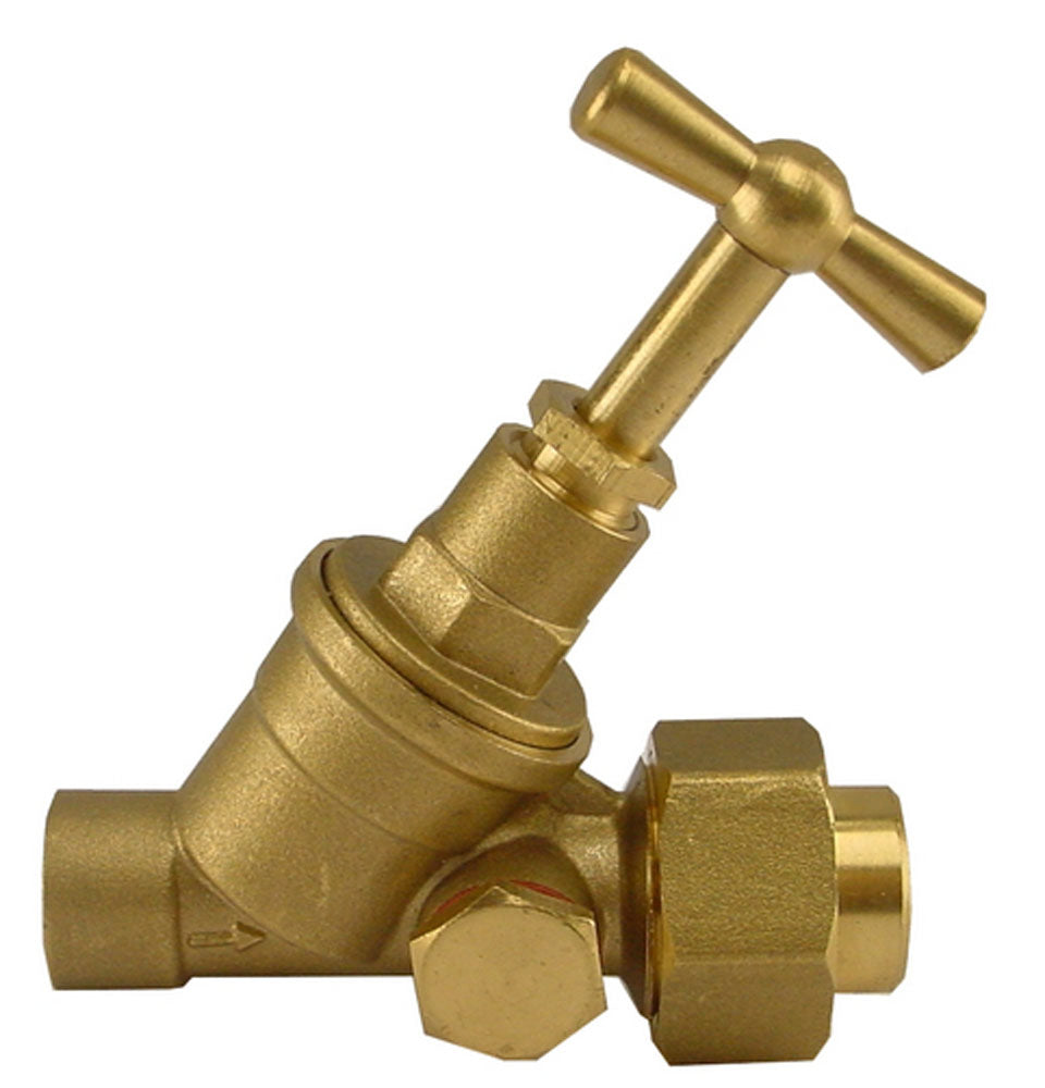Stopkraan 15mm cap x cap met koppeling en aftapgelegenheid