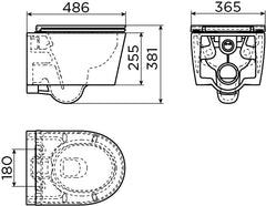 Clou InBe randloze compact wandcloset - 36.5x48.6cm - softclose met zitting - Keramiek Wit glans