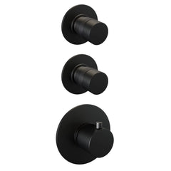 BRAUER Black Edition thermostatische inbouw regendouche SET 20 met 30 cm douchekop en rechte muurarm en 3-standen handdouche en doucheslang en geïntegreerde glijstang mat zwart
