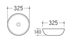 Luna waskom rond 32,5 x 14 cm keramiek glans wit