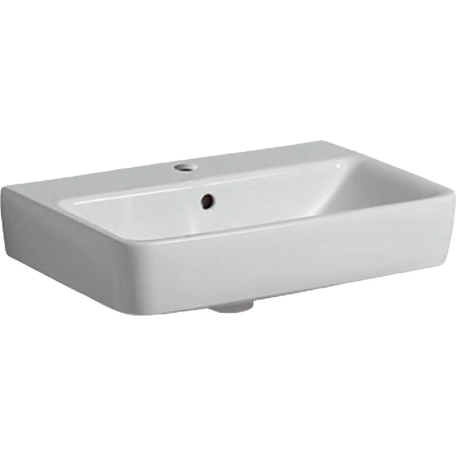 Geberit Renova Compact Wastafel Keramiek Wit met Overloop – Wandmontage – Zonder Kraan - Glans wit