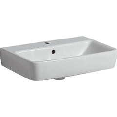 Geberit Renova Compact Wastafel Keramiek Wit met Overloop – Wandmontage – Zonder Kraan - Glans wit