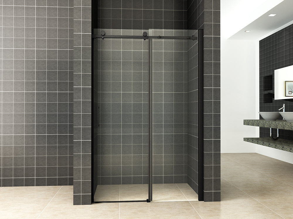 Sliding niche shower door 1400 x 2000 x 8 mm nano clear glass/matte black