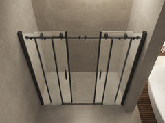 Sliding niche shower door double 1800 x 2000 x 8 mm nano clear glass/matte black