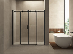 Sliding niche shower door double 1800 x 2000 x 8 mm nano clear glass/matte black