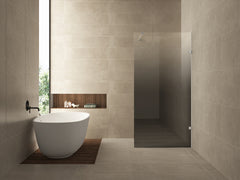 Less walk-in shower right 1200 x 2000 x 8 mm nano mirror smoke-to-clear glass/chrome