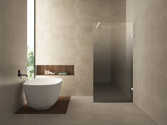 Less inloopdouche rechts 1200 x 2000 x 8 mm nano spiegelrook- naar helder glas/mat wit
