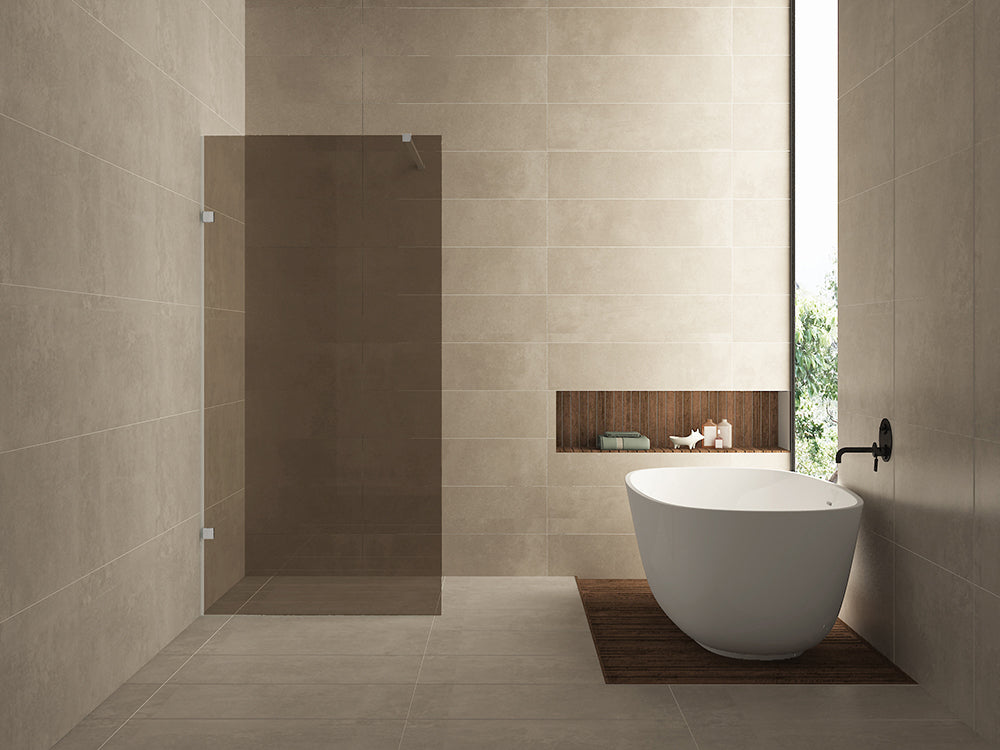 Less walk-in shower 800 x 2000 x 8 mm nano vintage bronze glass/brushed steel