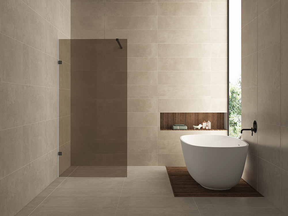 Less walk-in shower 1000 x 2000 x 8 mm nano vintage bronze glass/matte black