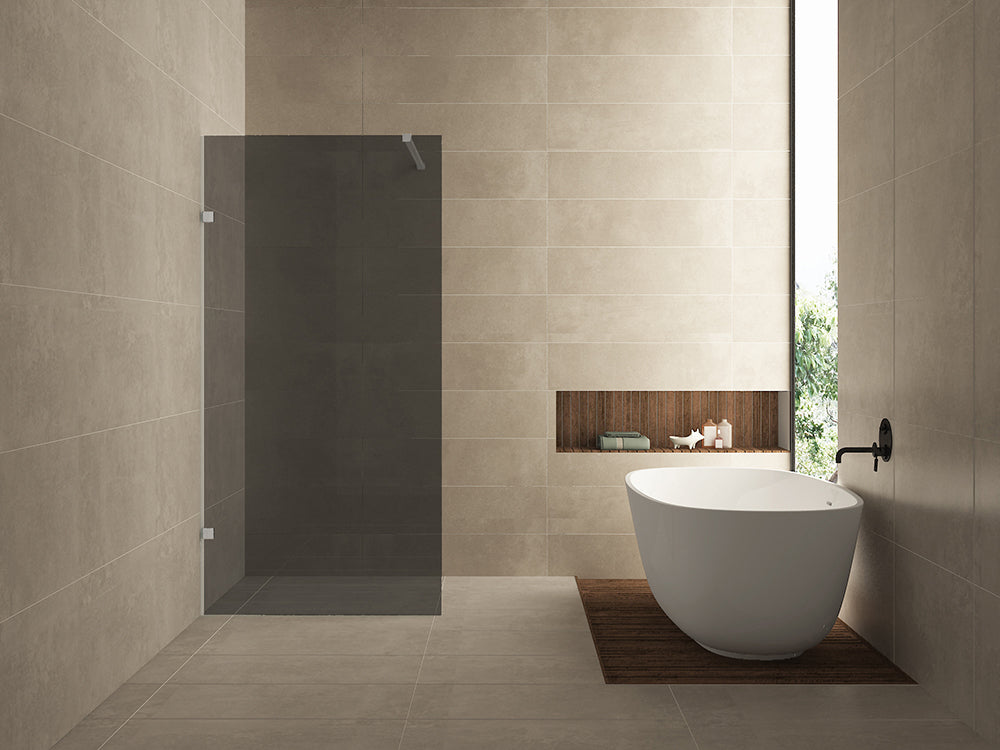 Less walk-in shower 800 x 2000 x 8 mm nano smoke glass/brushed steel