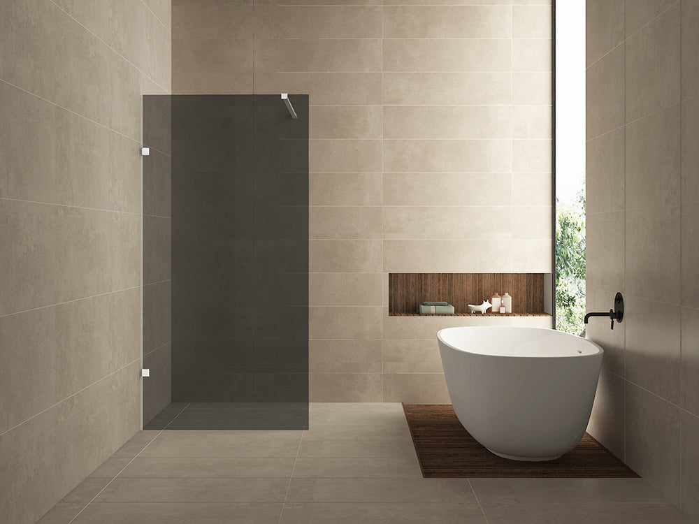 Less inloopdouche 900 x 2000 x 8 mm nano rookglas glas/mat wit