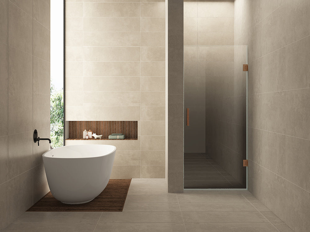 Niche door right 900 x 2000 x 8 mm nano mirror smoke-to-clear glass/brushed bronze copper