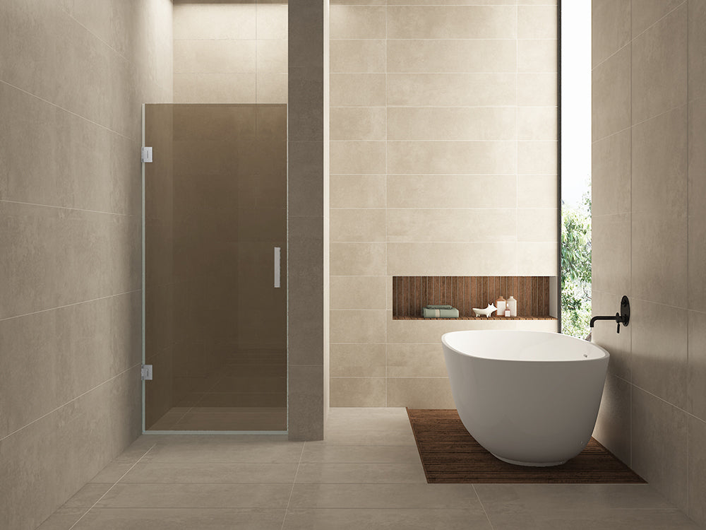 Less nisdeur 900 x 2000 x 8 mm nano vintage brons glas/chroom