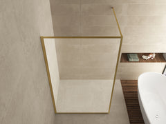 Square inloopdouche 1200 x 2000 x 8 mm nano helder glas/geborsteld messing