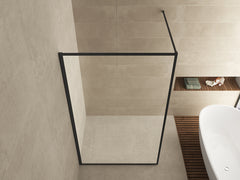 Square walk-in shower 1000 x 2000 x 8 mm nano clear glass/matt black