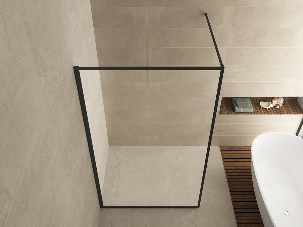 Square inloopdouche 1100 x 2000 x 8 mm nano helder glas/mat zwart