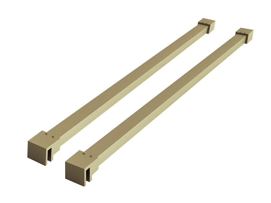 Slim set of 120 cm stabilization bars for walk-in showers brushed brass