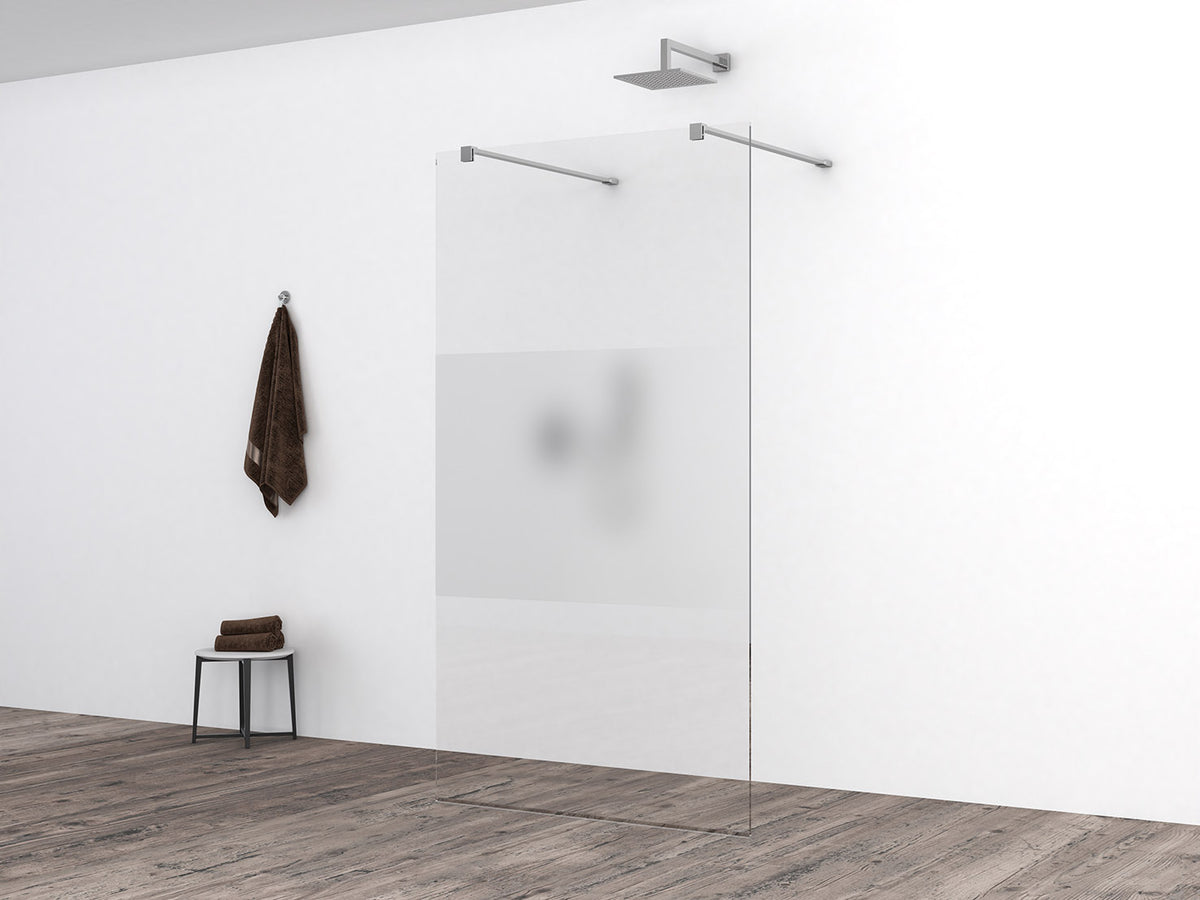 Slim glasplaat 800 x 2000 x 8 mm nano helder glas met melkglas middenband