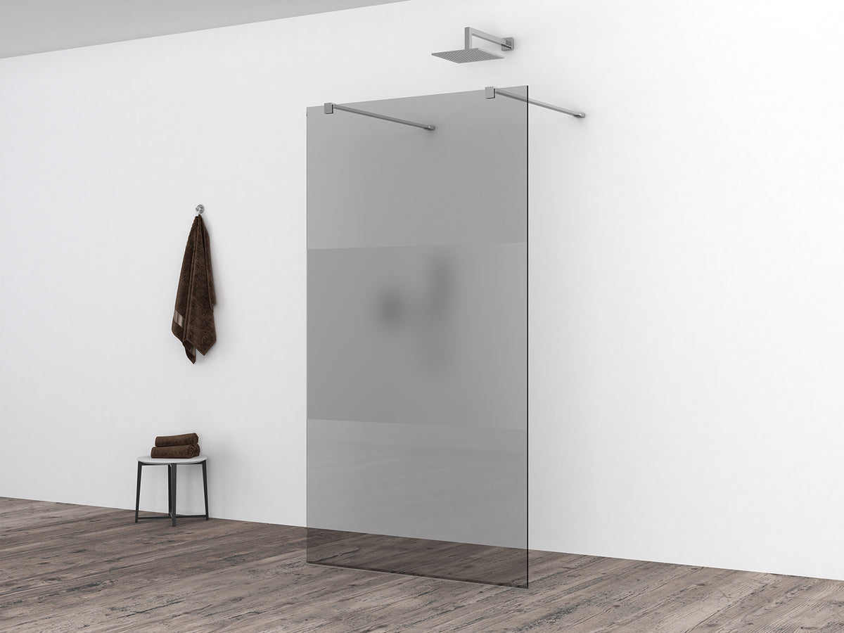 Slim glasplaat 1100 x 2000 x 8 mm nano rookglas met melkglas middenband