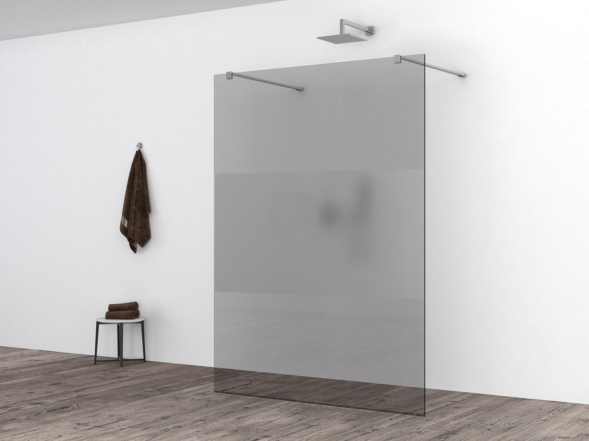 Slim glasplaat 1400 x 2000 x 8 mm nano rookglas met melkglas middenband